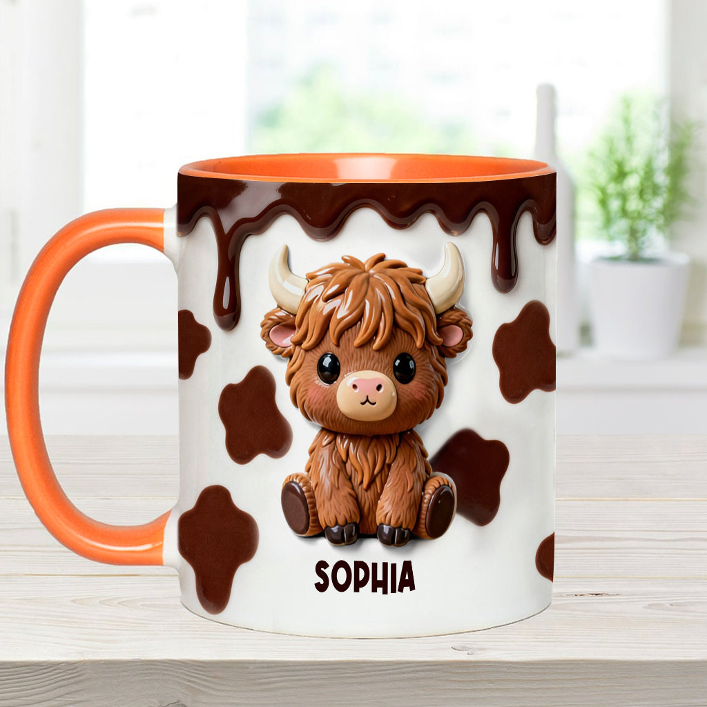 Love Highland Cows - Personalized Highland Cow Accent Mug & Coaster