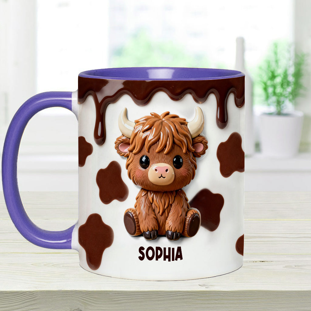 Love Highland Cows - Personalized Highland Cow Accent Mug & Coaster