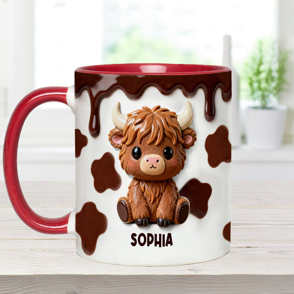 Love Highland Cows - Personalized Highland Cow Accent Mug & Coaster