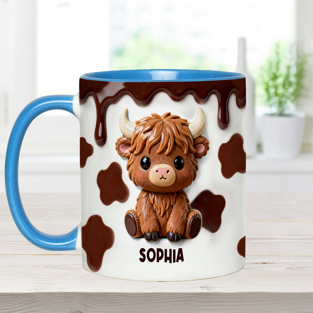Love Highland Cows - Personalized Highland Cow Accent Mug & Coaster