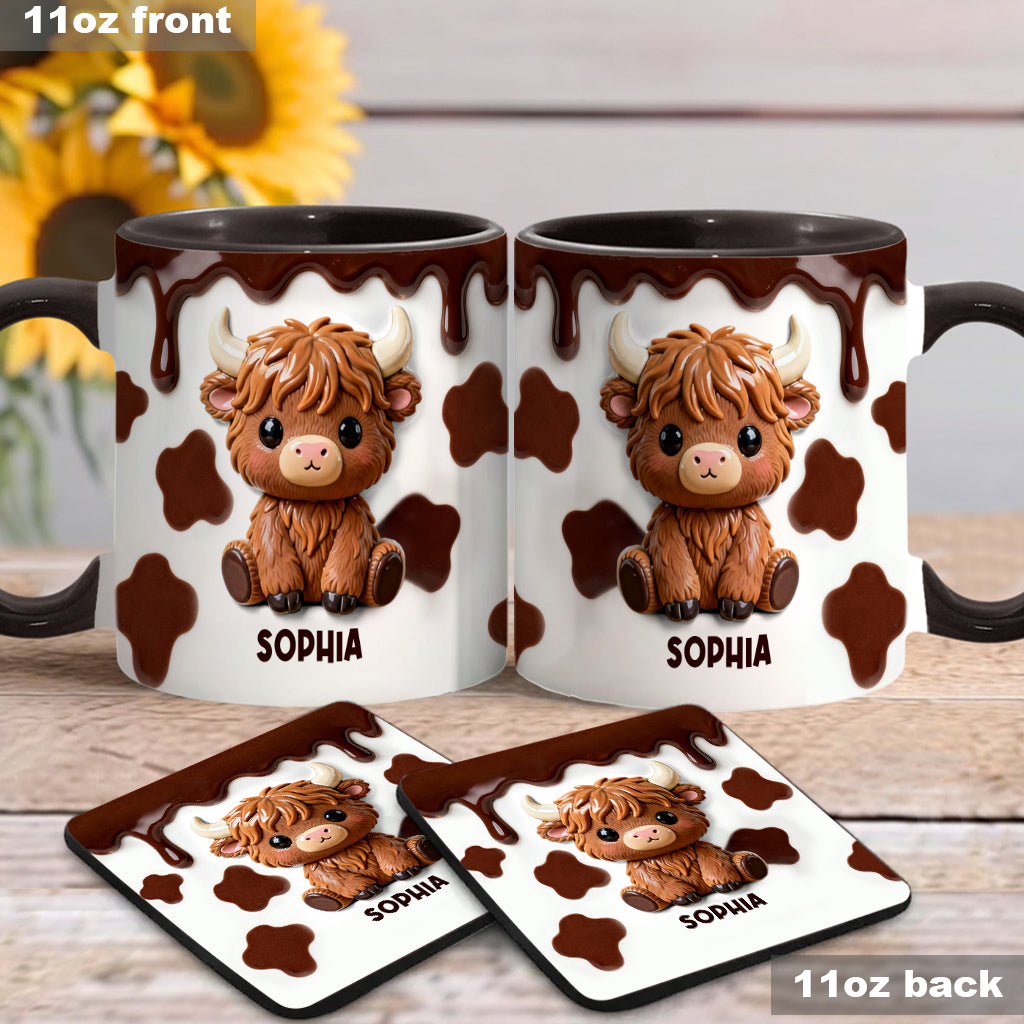 Love Highland Cows - Personalized Highland Cow Accent Mug & Coaster