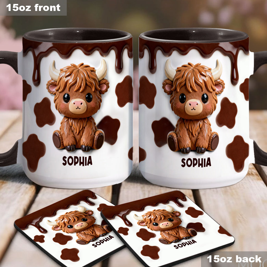 Love Highland Cows - Personalized Highland Cow Accent Mug & Coaster