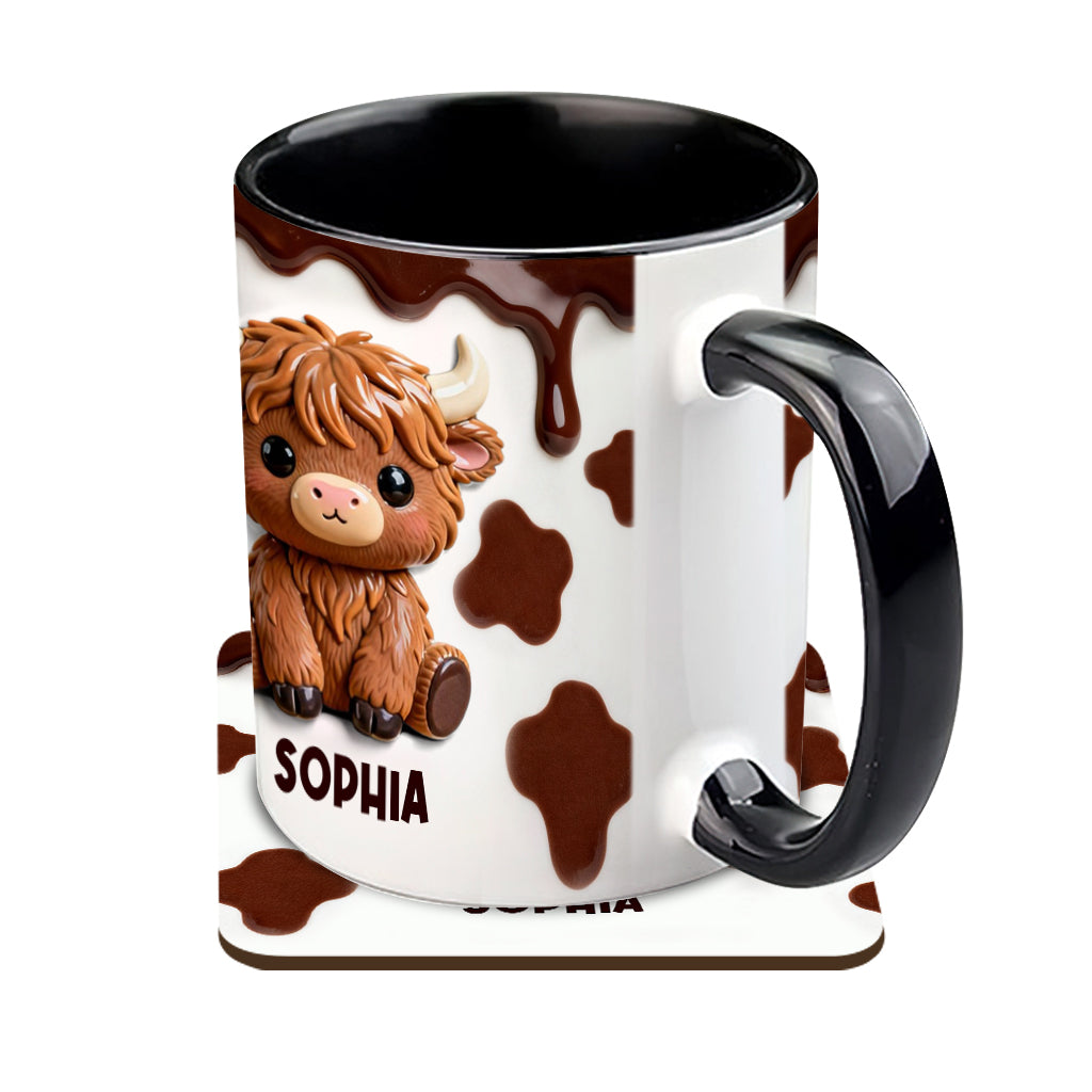 Love Highland Cows - Personalized Highland Cow Accent Mug & Coaster
