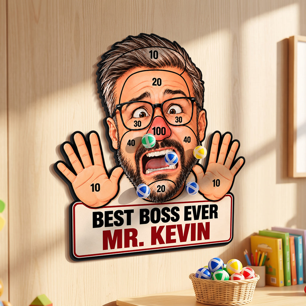 Funny Colleague Christmas Game - Personalized Colleague Sticky Ball Dart Board Set