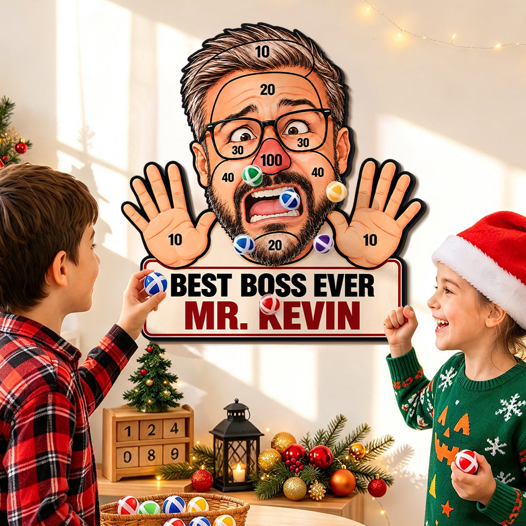 Funny Colleague Christmas Game - Personalized Colleague Sticky Ball Dart Board Set
