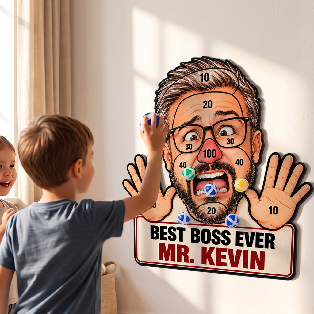 Funny Colleague Christmas Game - Personalized Colleague Sticky Ball Dart Board Set