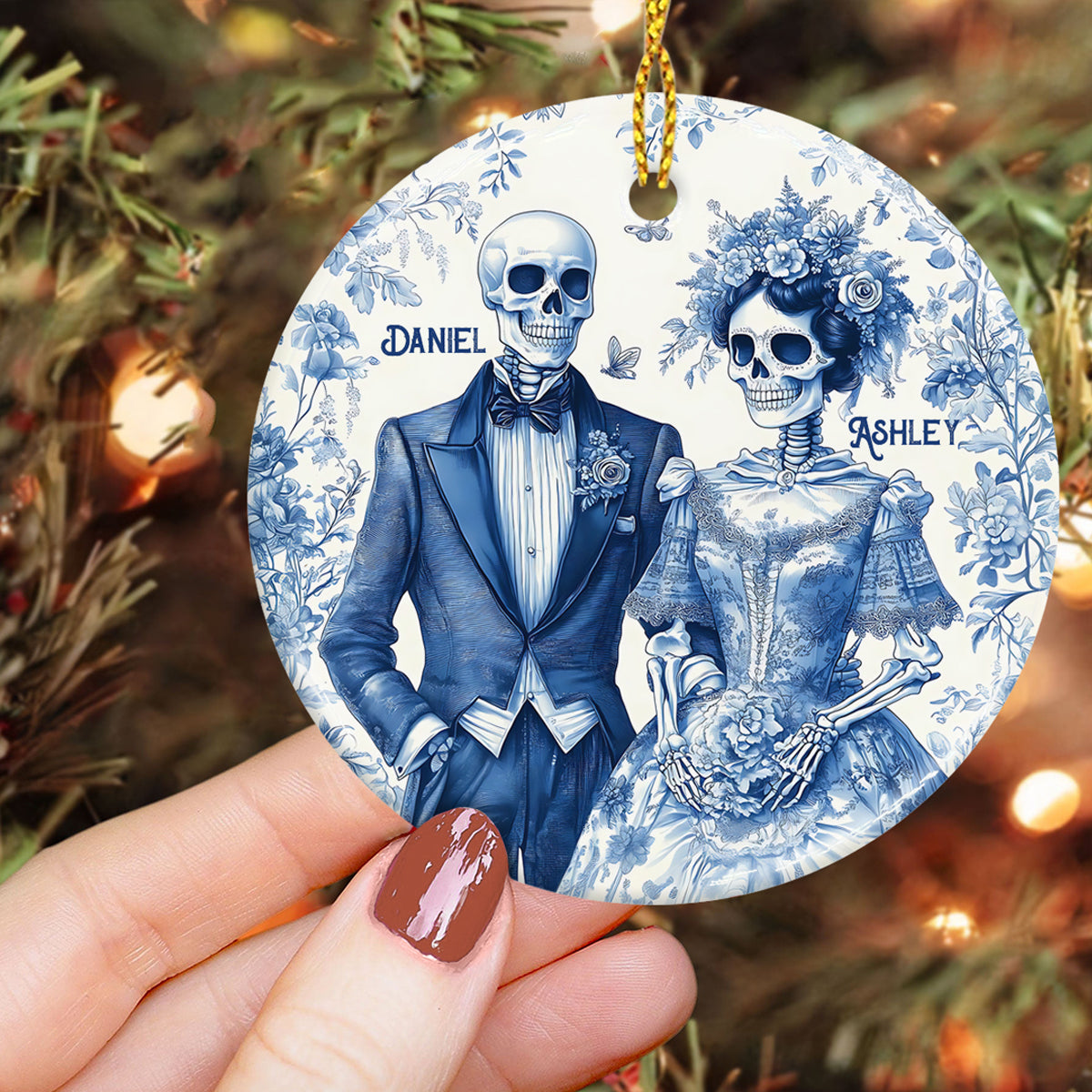 Until Death Do Us Part - Personalized Couple Ceramic Circle Ornament