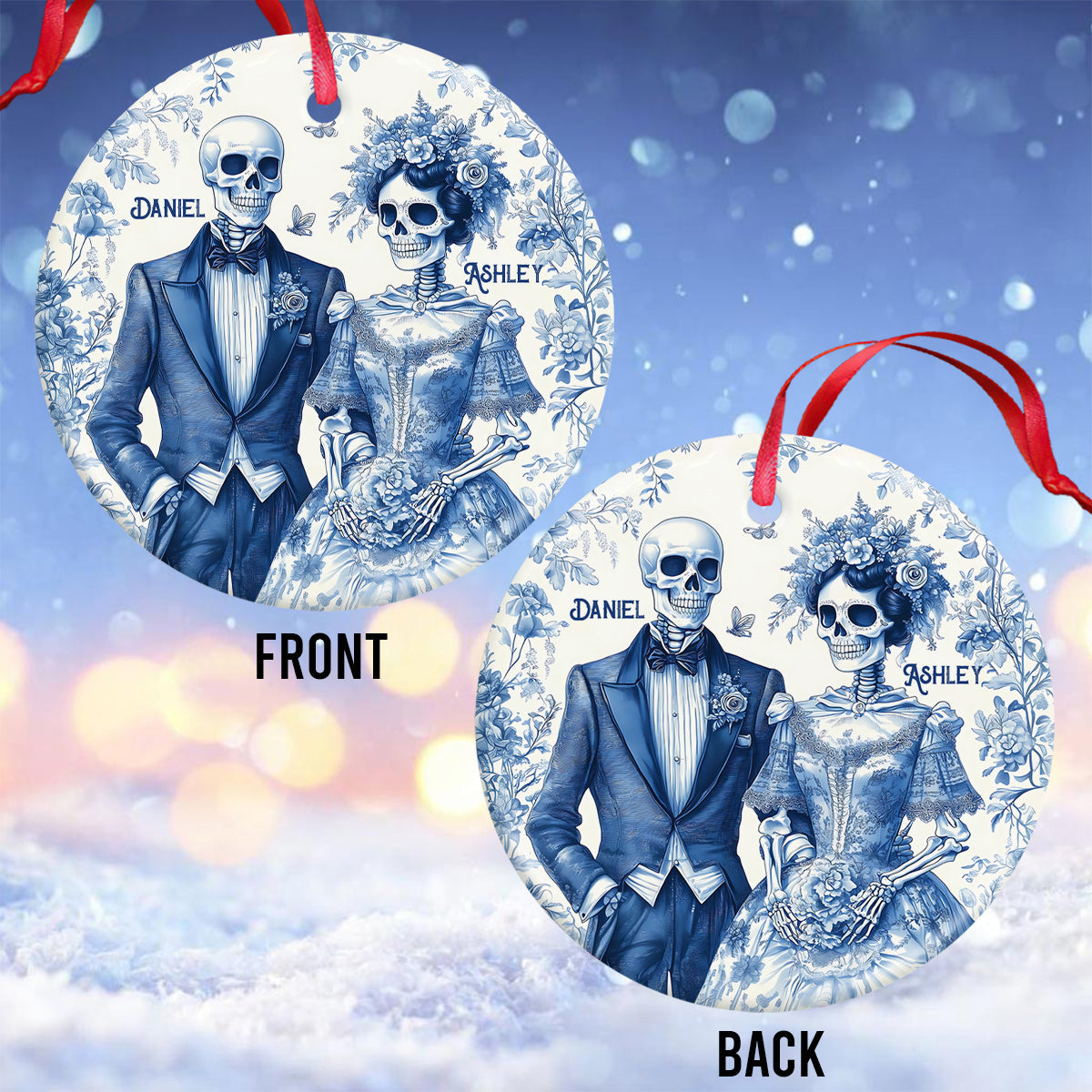 Until Death Do Us Part - Personalized Couple Ceramic Circle Ornament