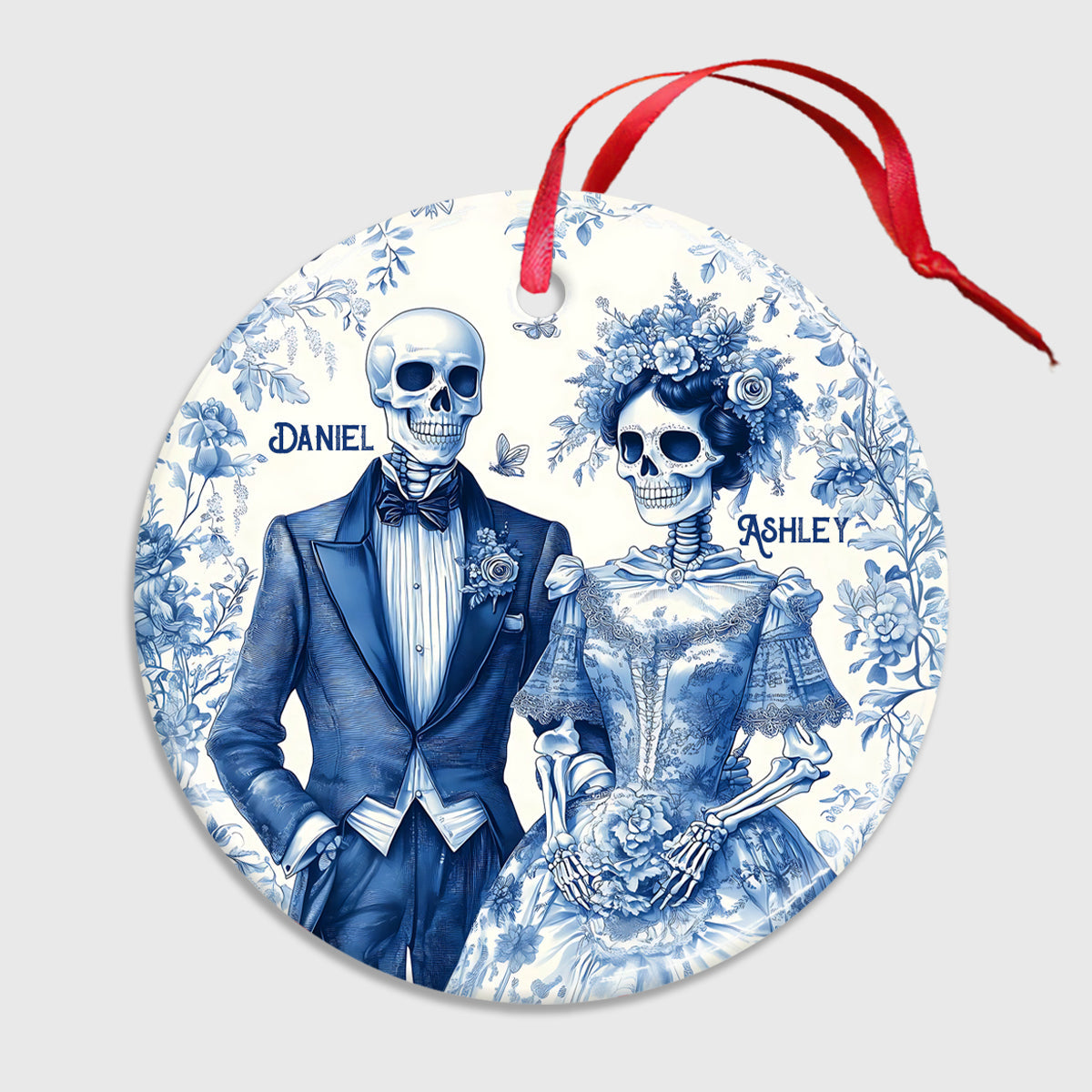 Until Death Do Us Part - Personalized Couple Ceramic Circle Ornament