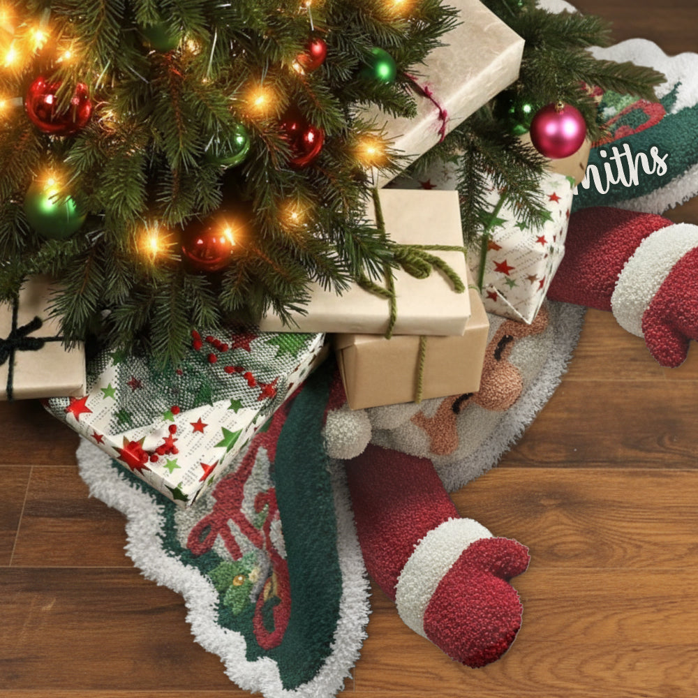 Santa Christmas - Personalized Family Shaped Tree Skirt