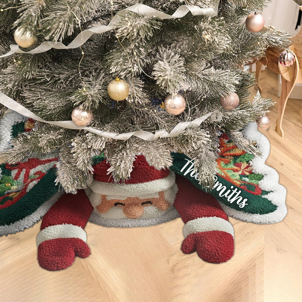 Santa Christmas - Personalized Family Shaped Tree Skirt