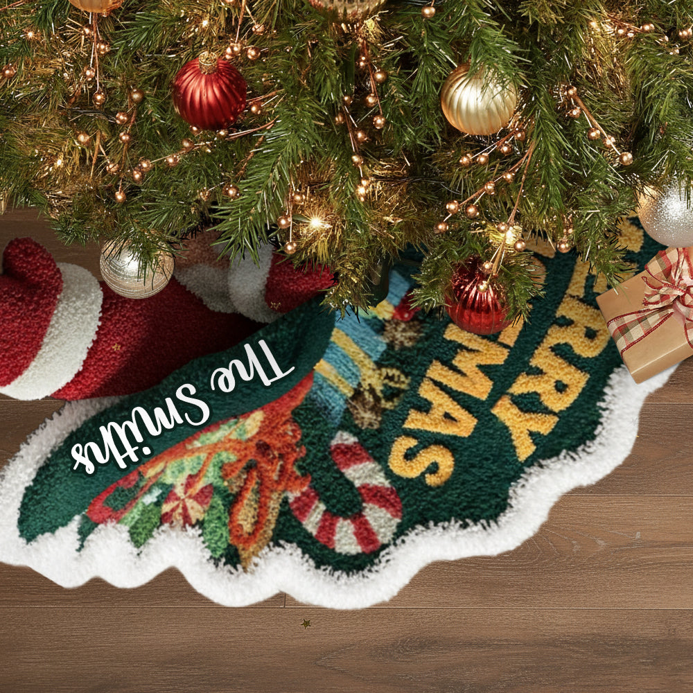 Santa Christmas - Personalized Family Shaped Tree Skirt