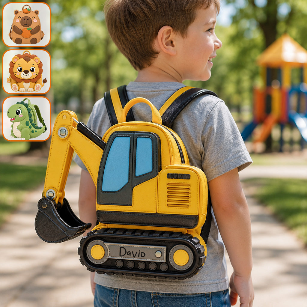 Sac à dos en cuir personnalisable pour enfants - Excavateur, Licorne, Capybara, Dinosaure