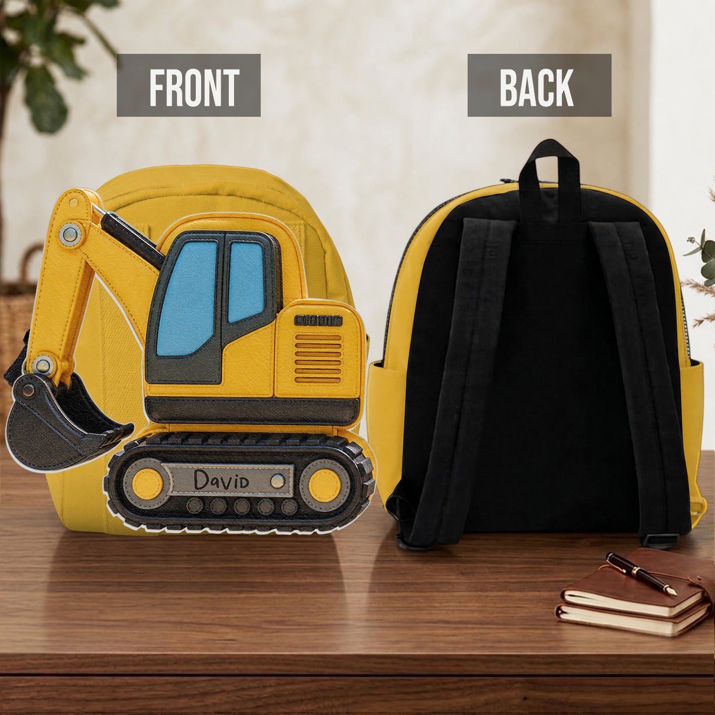 Sac à dos en cuir personnalisable pour enfants - Excavateur, Licorne, Capybara, Dinosaure
