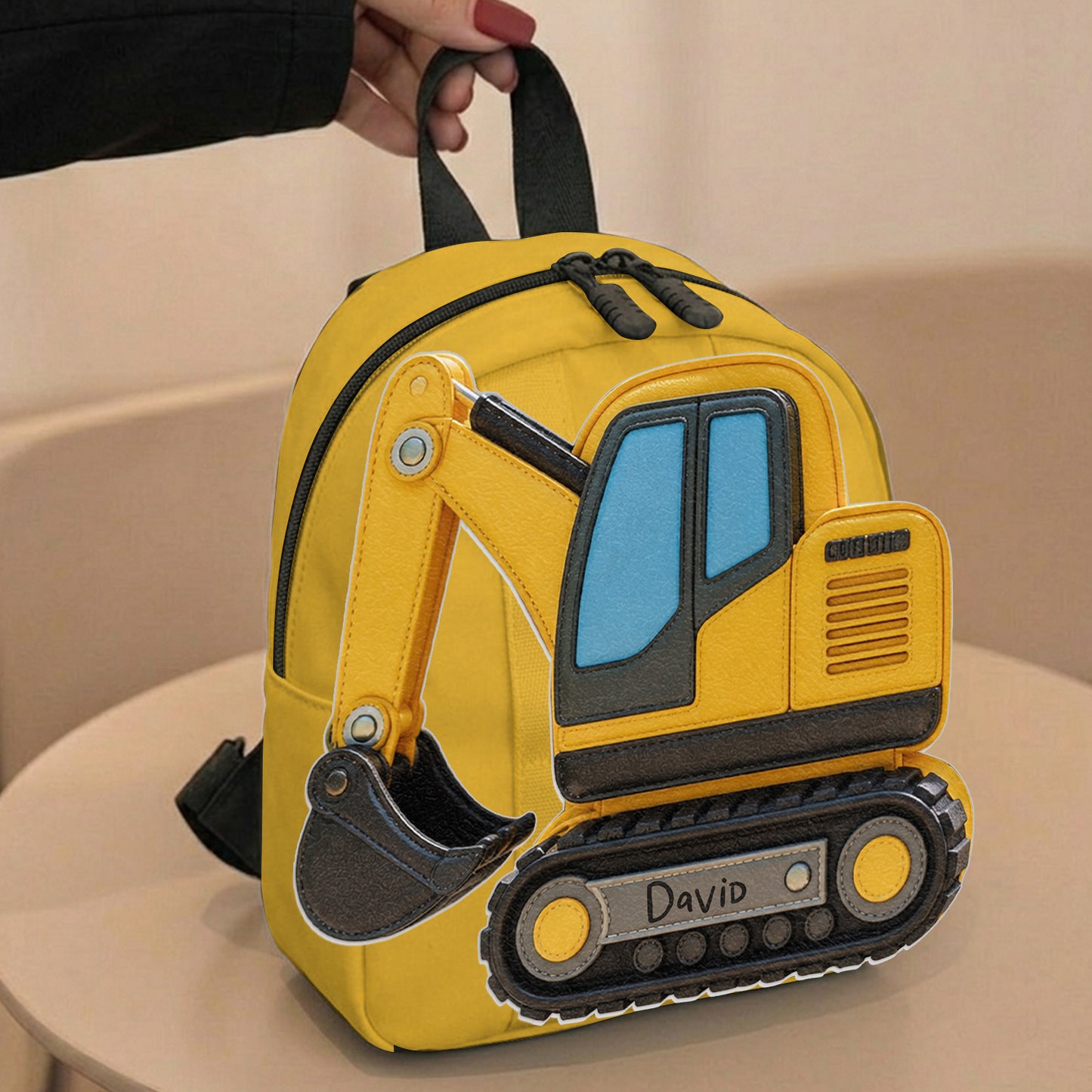 Sac à dos en cuir personnalisable pour enfants - Excavateur, Licorne, Capybara, Dinosaure