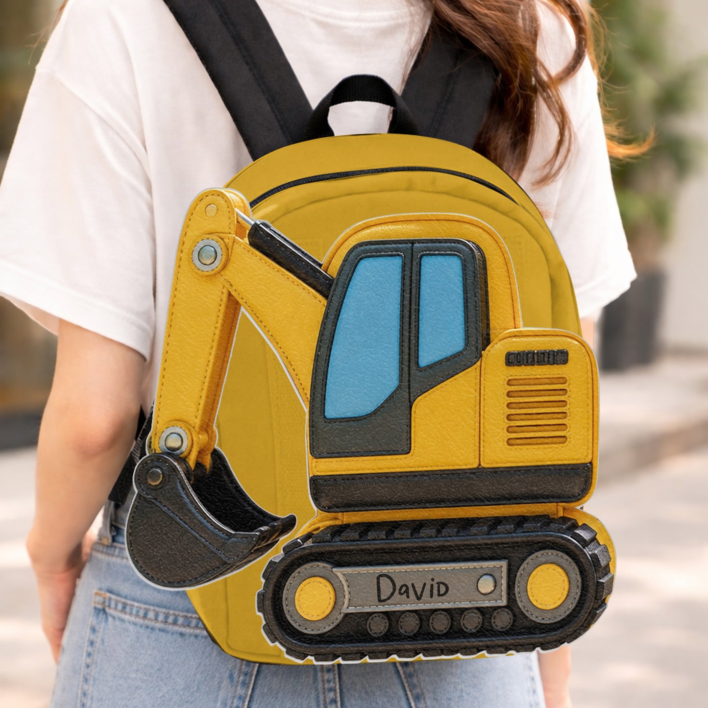 Sac à dos en cuir personnalisable pour enfants - Excavateur, Licorne, Capybara, Dinosaure