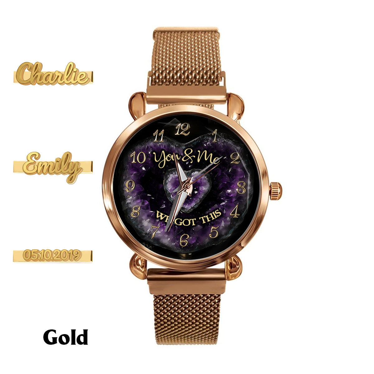 You & Me We Got This - Personalized Couple Women Hand Watch With Strap Charms
