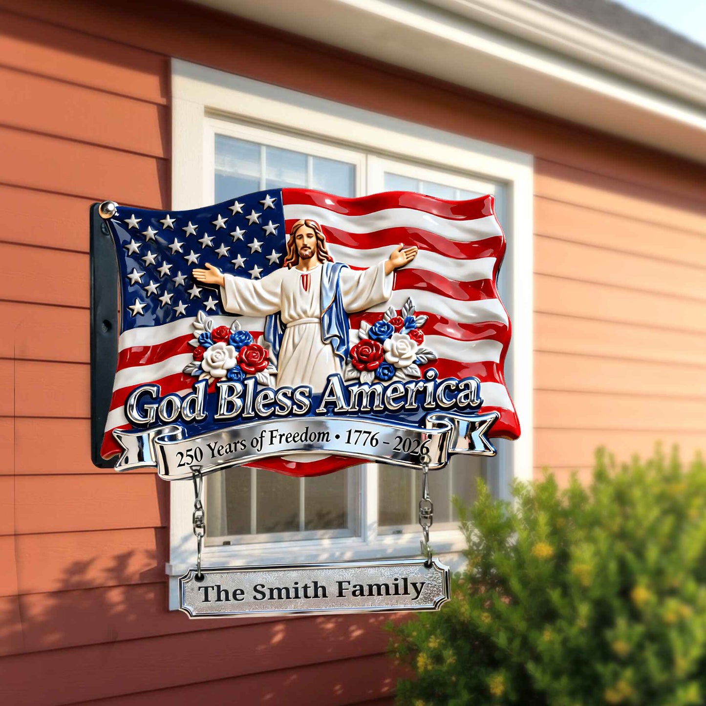 God Blessed America - Personalized Christian Wooden Wall Mount Sign