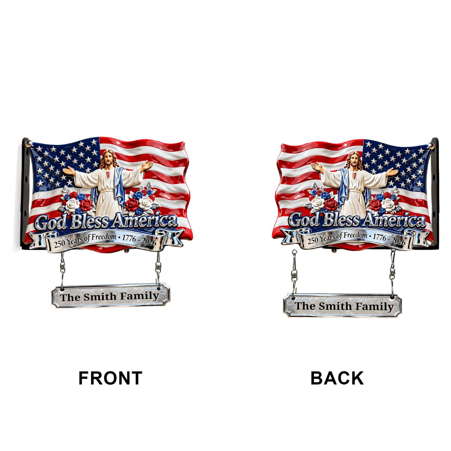 God Blessed America - Personalized Christian Wooden Wall Mount Sign