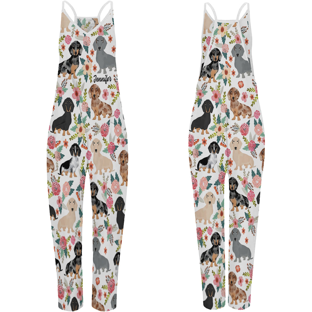 Adorable Dachshunds - Personalized Dachshund Loose-Fit Overalls/ Rompers