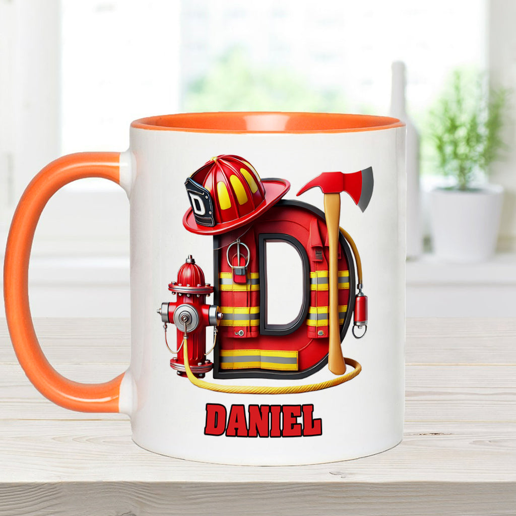 Alphabet Firefighter - Personalized Firefighter Accent Mug