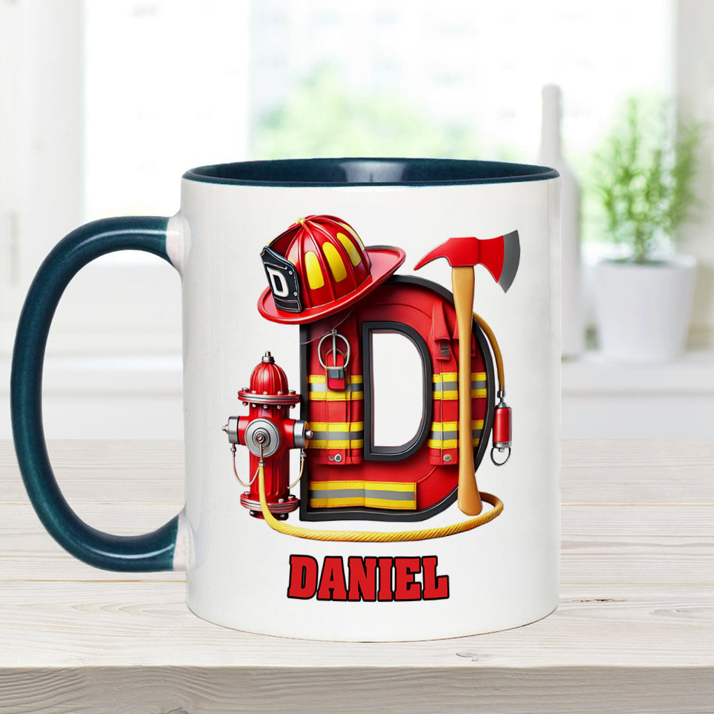 Alphabet Firefighter - Personalized Firefighter Accent Mug