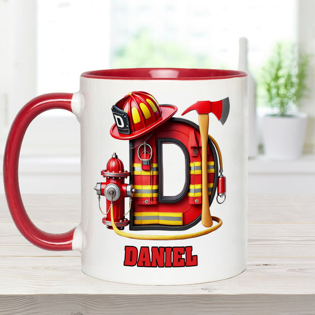 Alphabet Firefighter - Personalized Firefighter Accent Mug