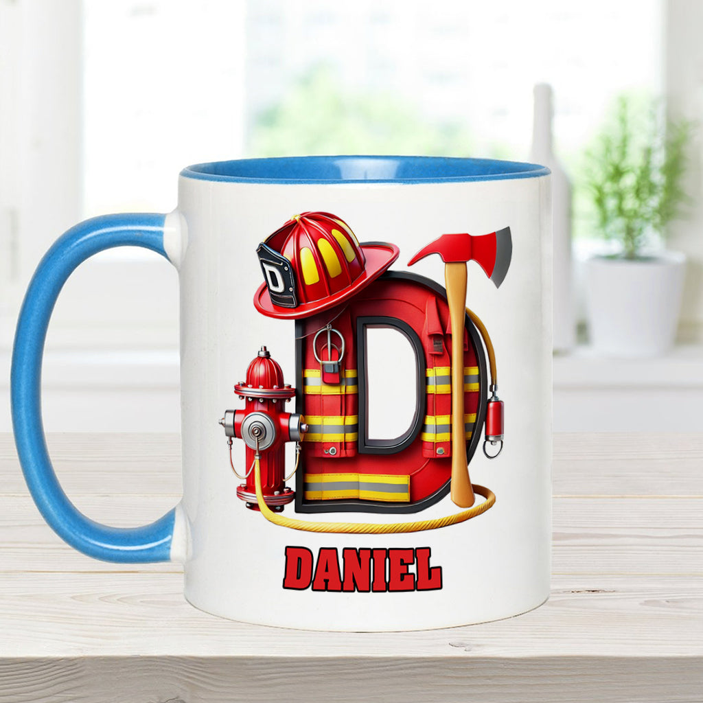 Alphabet Firefighter - Personalized Firefighter Accent Mug