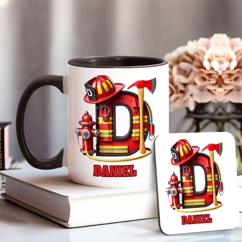 Alphabet Firefighter - Personalized Firefighter Accent Mug