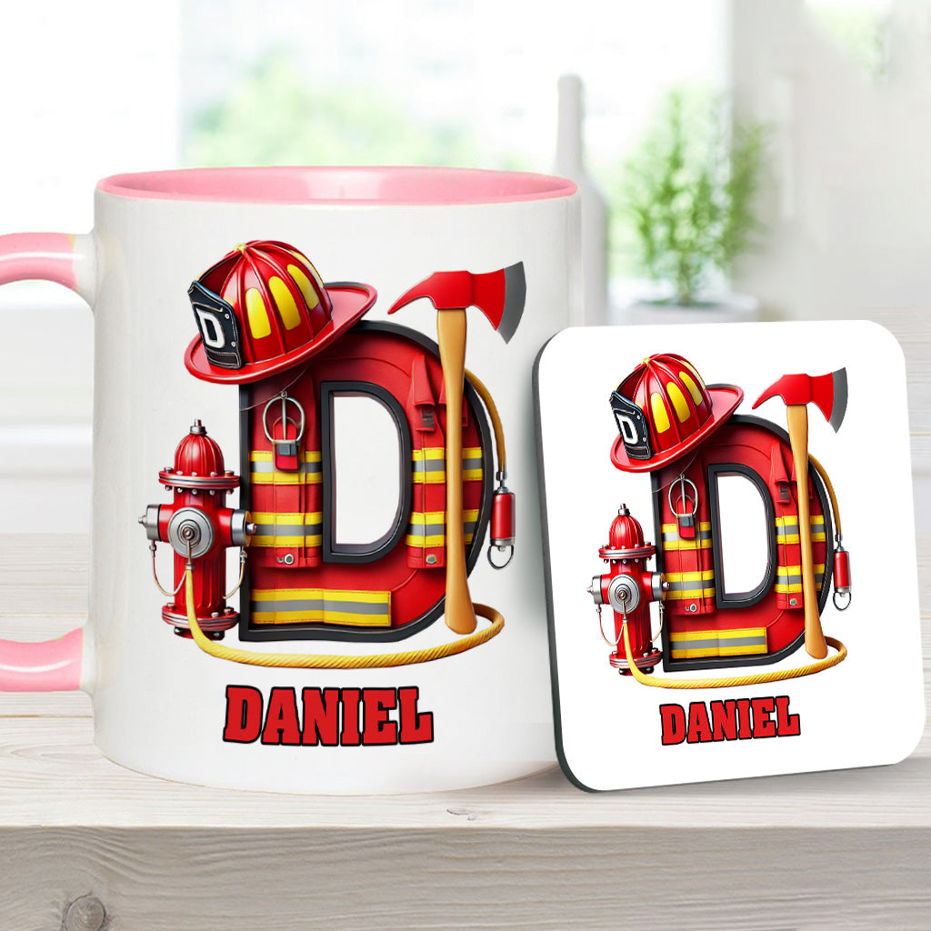 Alphabet Firefighter - Personalized Firefighter Accent Mug