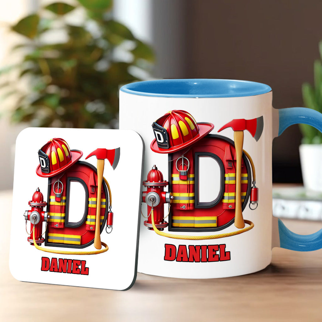 Alphabet Firefighter - Personalized Firefighter Accent Mug