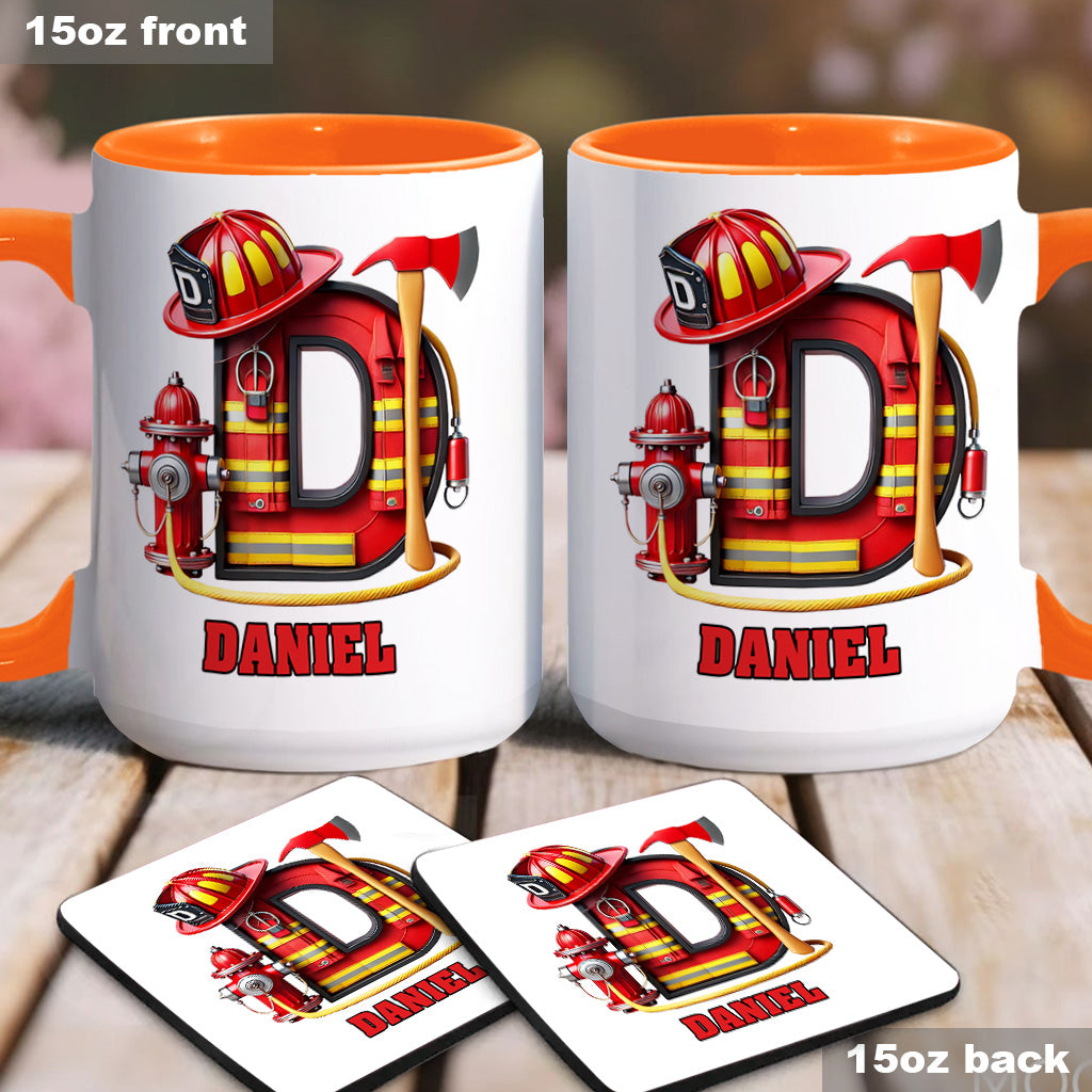 Alphabet Firefighter - Personalized Firefighter Accent Mug