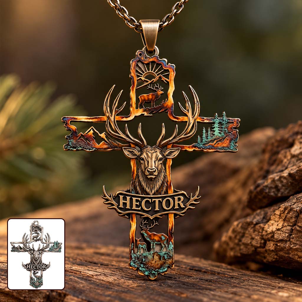 Love God Who Make Me A Hunter - Personalized Hunting Shaped Metal Pendant Necklace