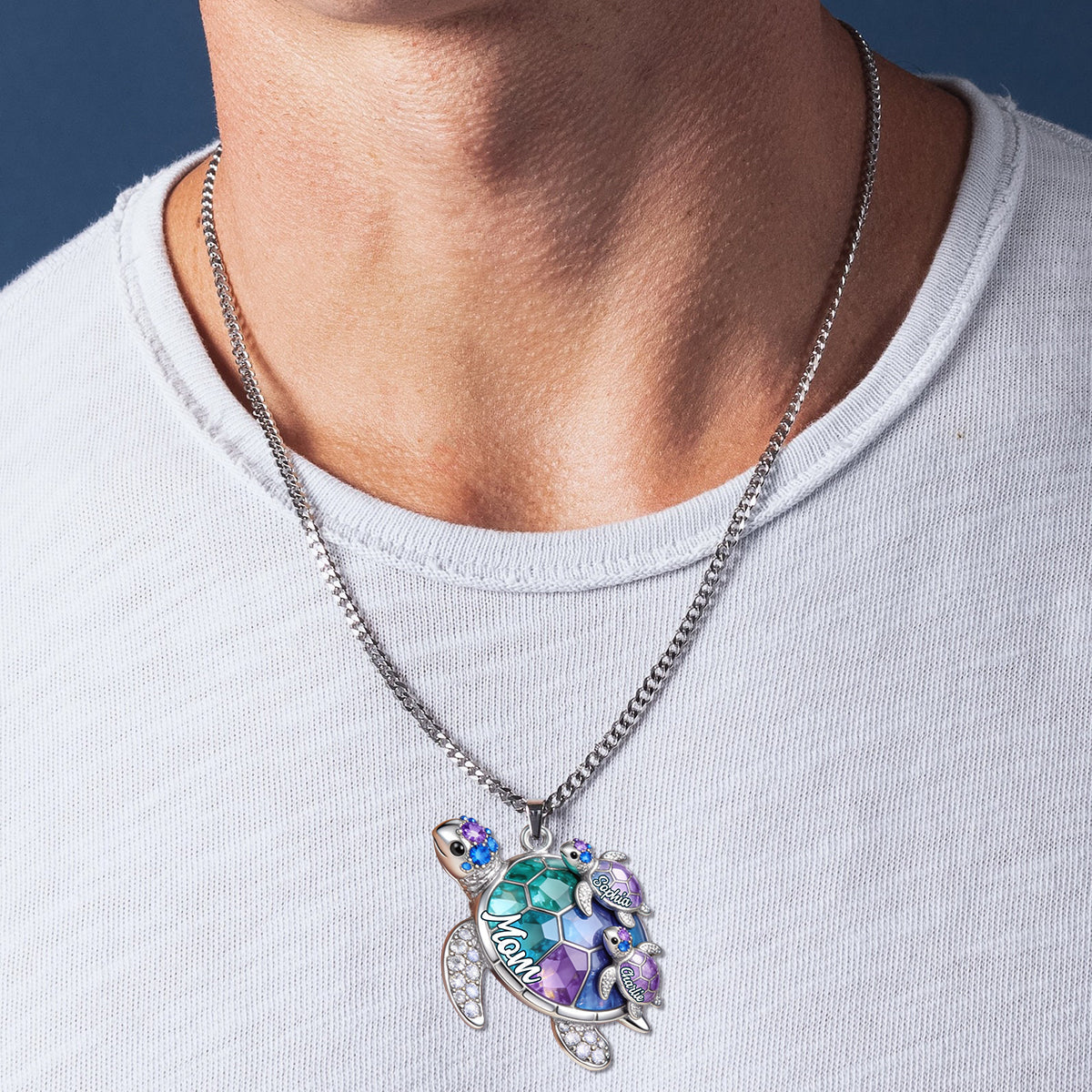 Nana Turtle Gift For Mom Grandma - Personalized Grandma Shaped Metal Pendant Necklace