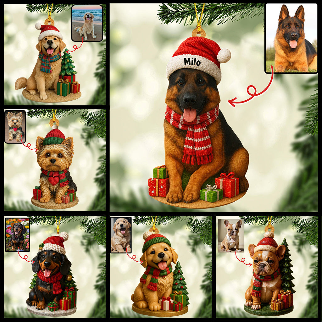 Dog Christmas - Personalized Dog Custom Made 3D Minifigure Ornament