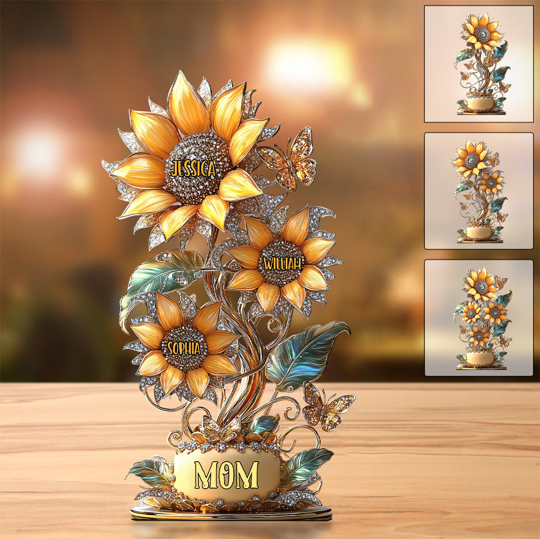My Sunflower Garden Gift For Mom, Grandma - Personalized Mother Custom Shaped Acrylic Plaque