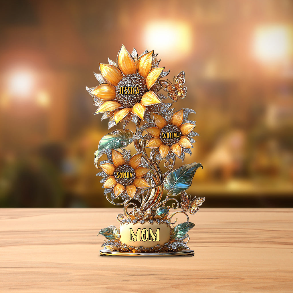 My Sunflower Garden Gift For Mom, Grandma - Personalized Mother Custom Shaped Acrylic Plaque