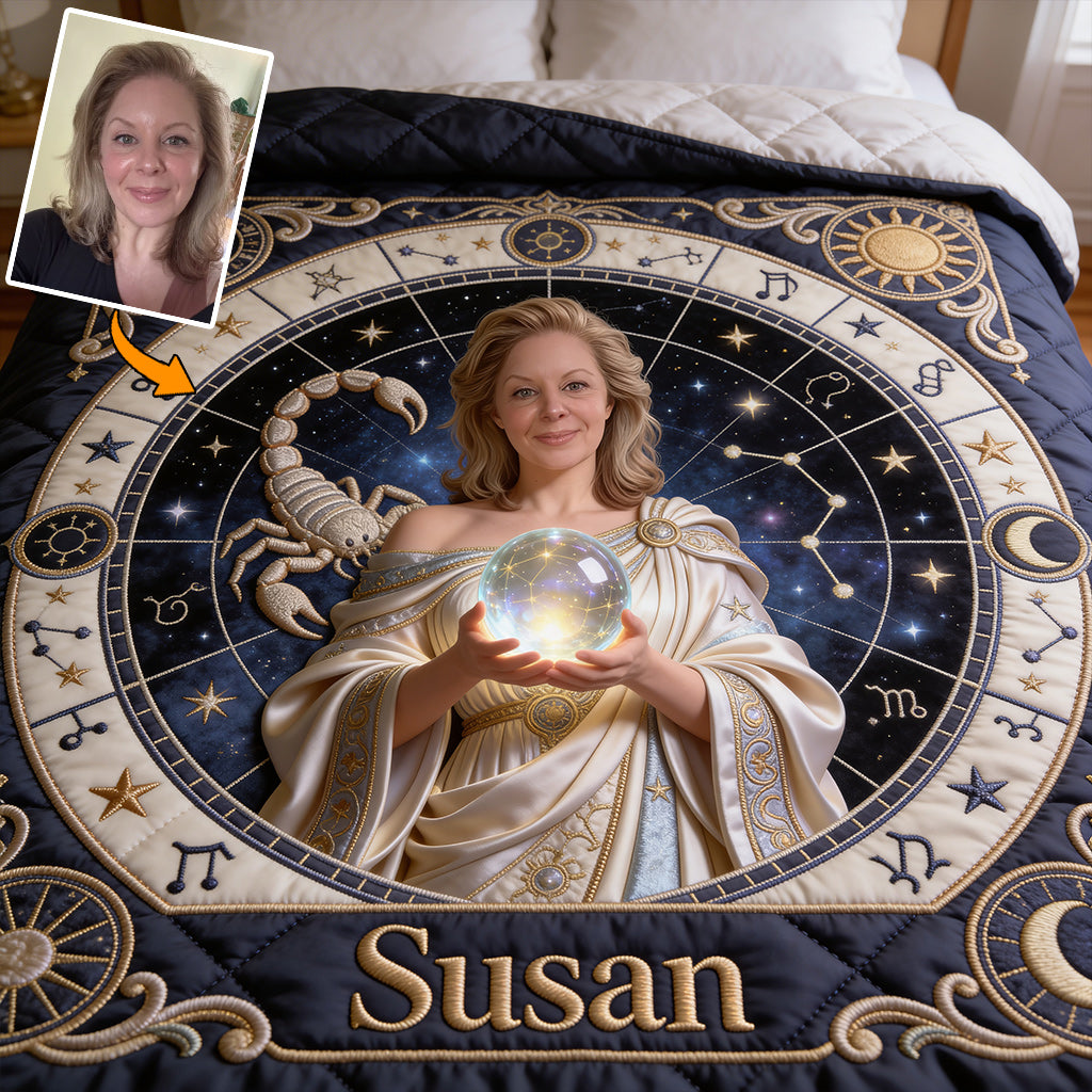 Custom Any Photo, Zodiac Sign - Personalized Horoscope Blanket