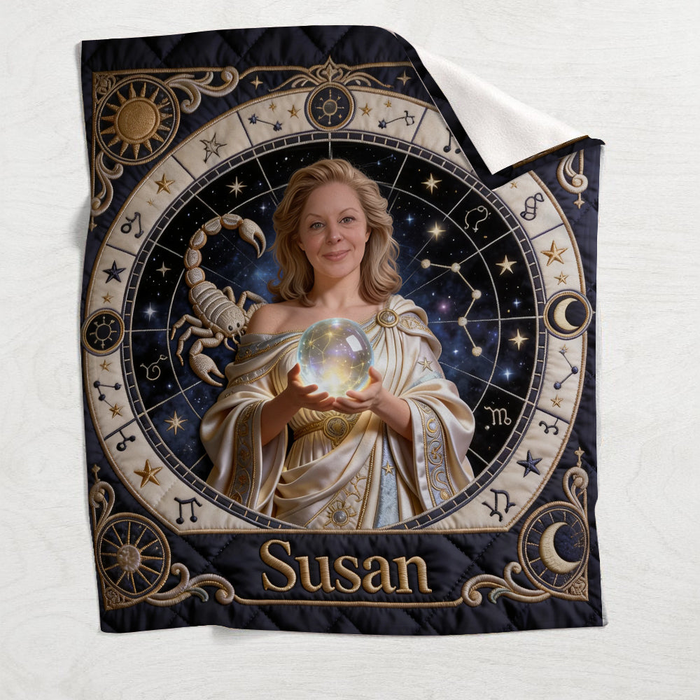 Custom Any Photo, Zodiac Sign - Personalized Horoscope Blanket