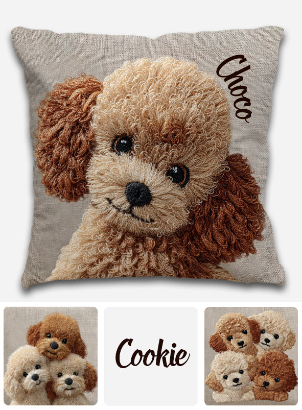 Adorables caniches - Coussin décoratif personnalisé avec motifs de caniches