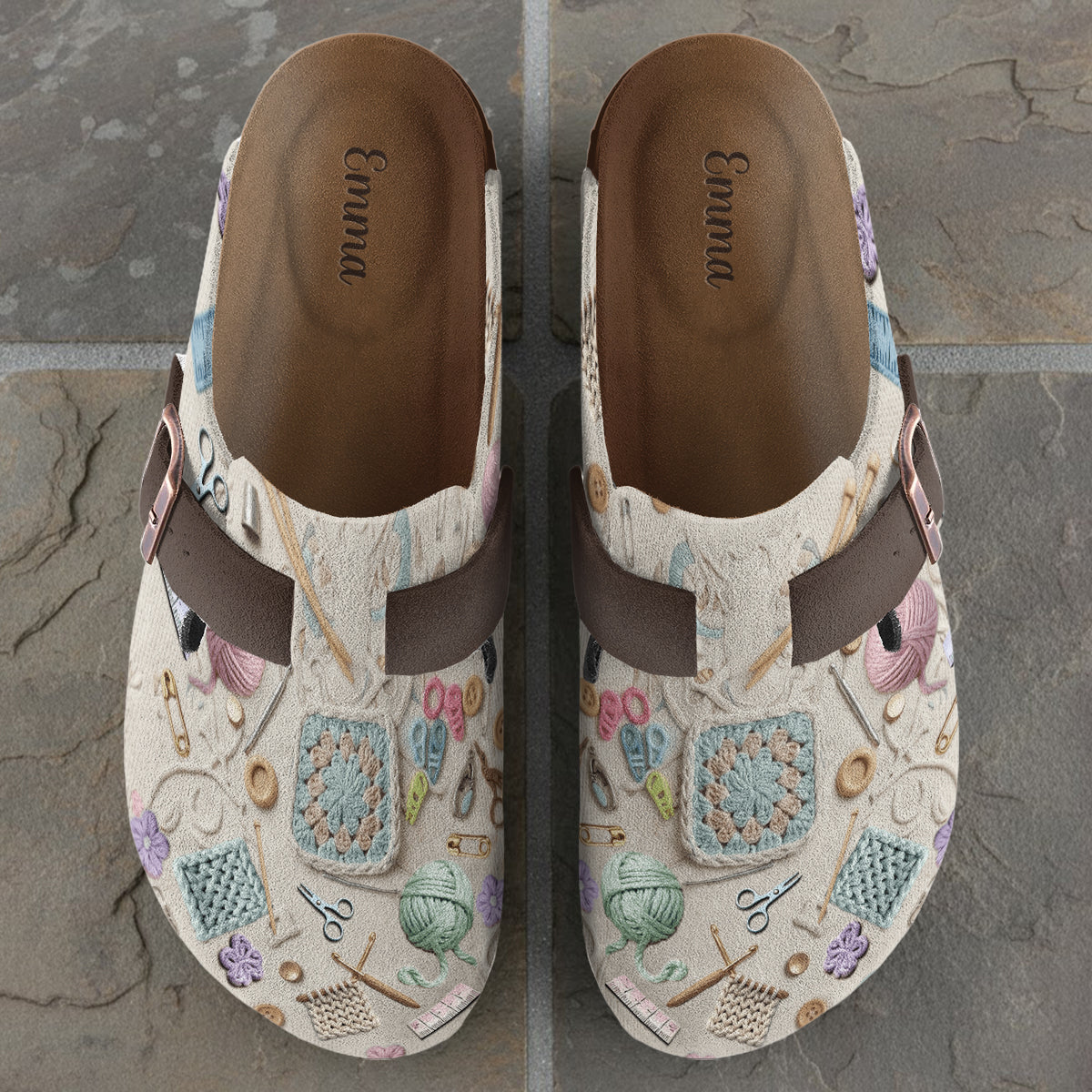 Le crochet me rend heureuse - Sabots personnalisés au crochet avec soutien de la voûte plantaire
