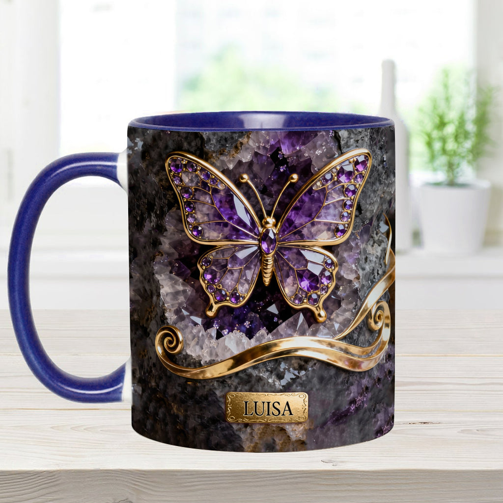 Glowing Butterfly - Personalized Butterfly Accent Mug & Coaster