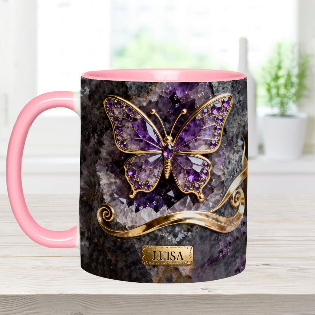 Glowing Butterfly - Personalized Butterfly Accent Mug & Coaster