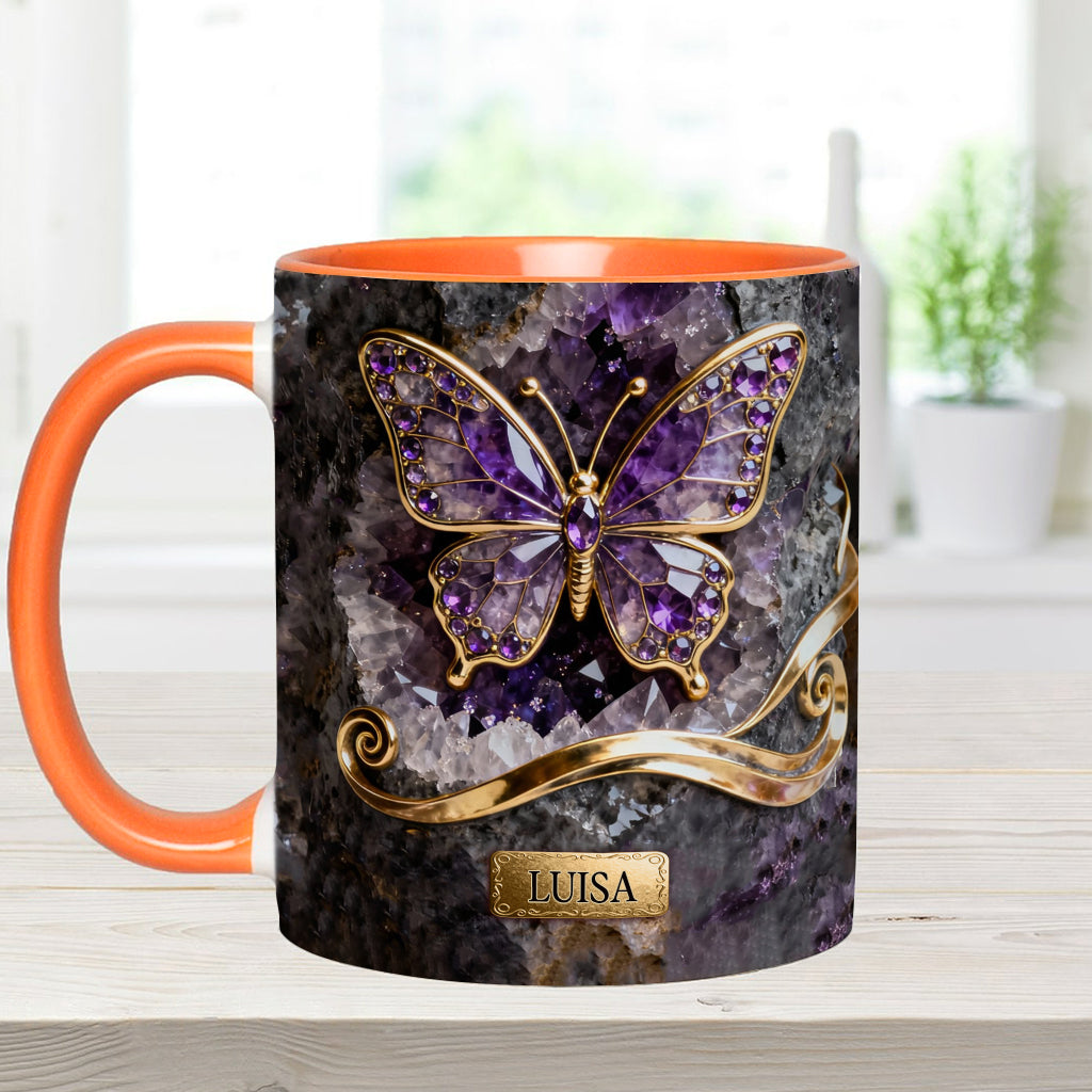 Glowing Butterfly - Personalized Butterfly Accent Mug & Coaster