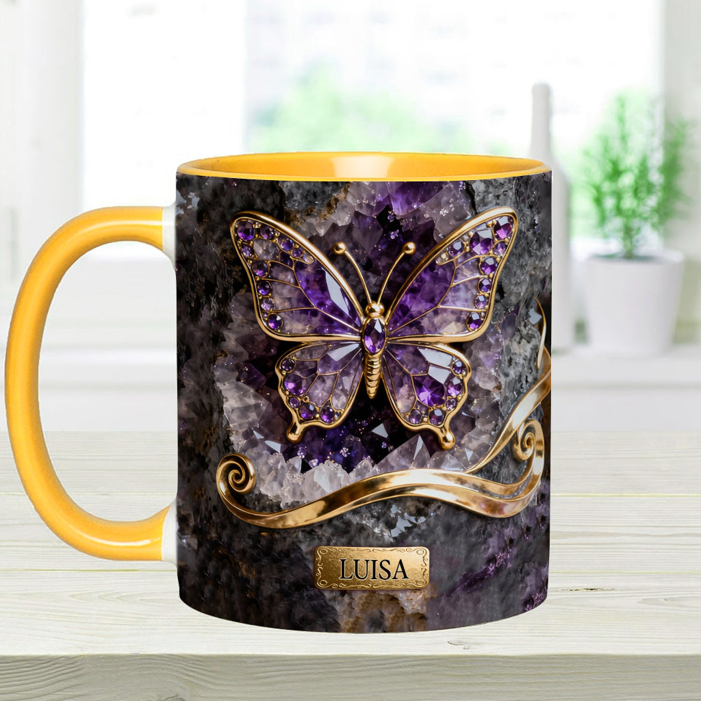 Glowing Butterfly - Personalized Butterfly Accent Mug & Coaster
