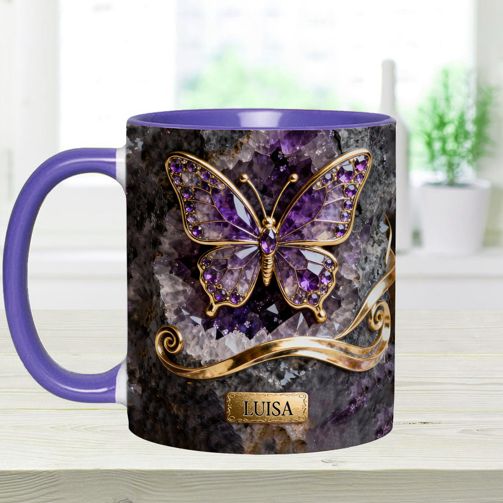 Glowing Butterfly - Personalized Butterfly Accent Mug & Coaster