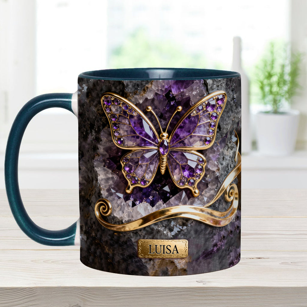 Glowing Butterfly - Personalized Butterfly Accent Mug & Coaster