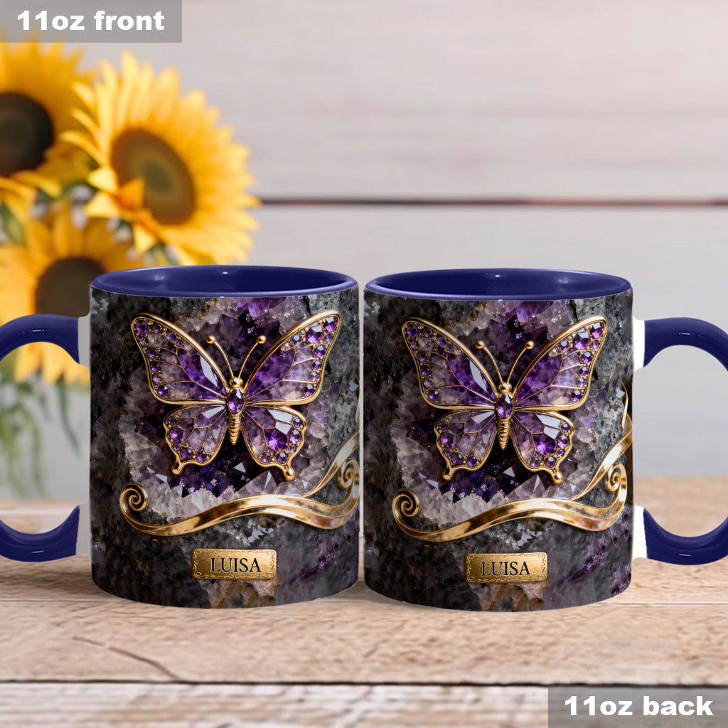 Glowing Butterfly - Personalized Butterfly Accent Mug & Coaster