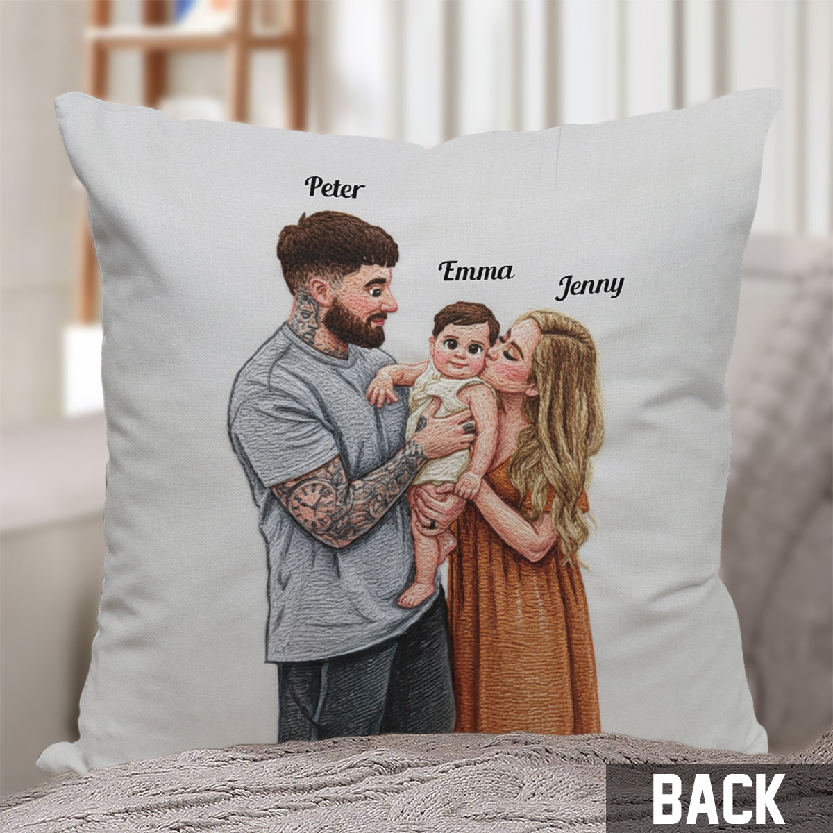 Familienfoto hochladen – Personalisiertes Familienkissen