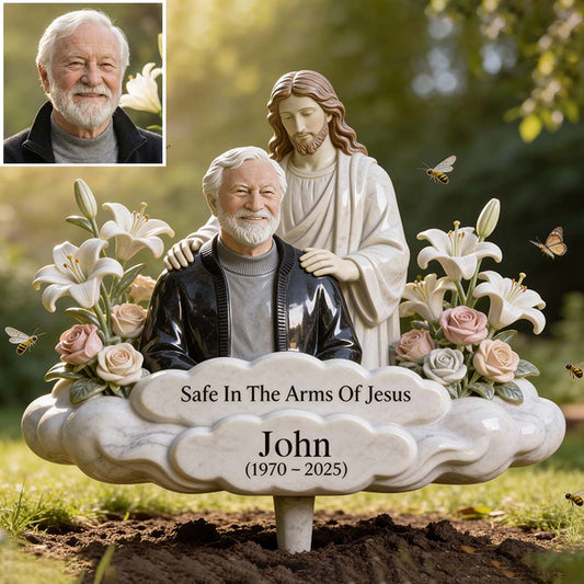Memorial Gift, Safe In The Arms Of Jesus - Personalized Memorial Acrylic Garden Sign/ Acrylic Plaque Sign